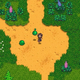 A screenshot of the Haunted Chocolatier player character running from goop creatures.